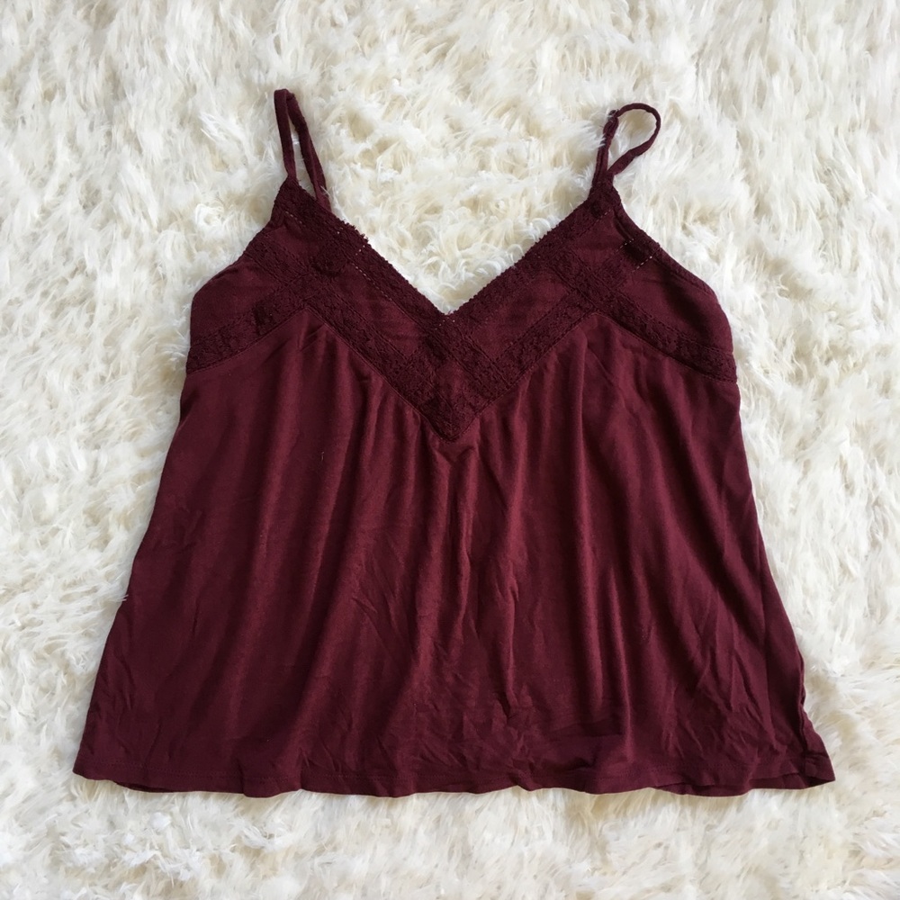 AE maroon lacey tank - Picture 3 of 4